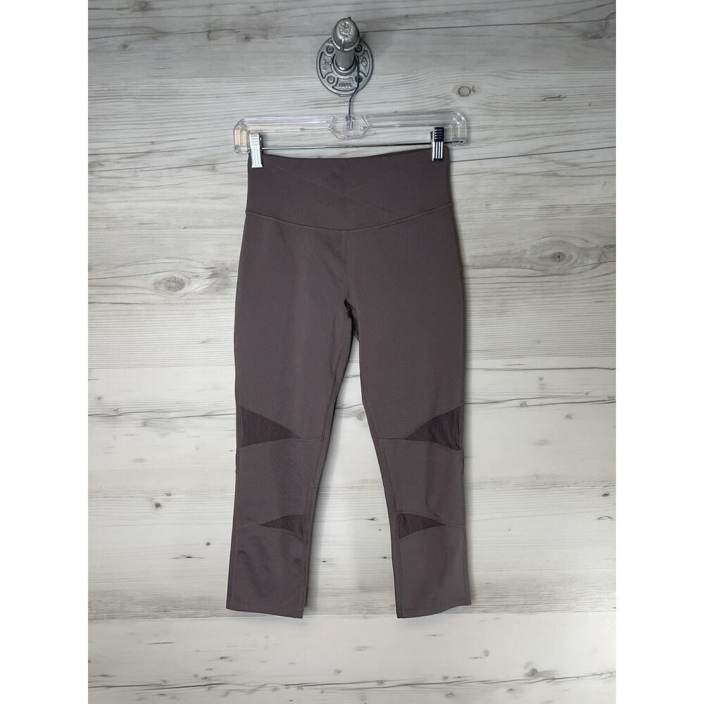 Yummie‎ Leggings Womens XS Gray High Rise Mesh Panel Cropped Yoga Activewear